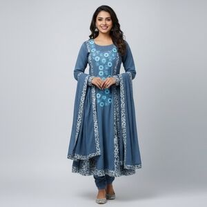 Women's Pakistani/Indian 3-Piece Kameez Trouser Outfit, Size 38